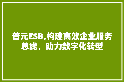 普元ESB,构建高效企业服务总线，助力数字化转型 Python