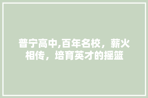 普宁高中,百年名校，薪火相传，培育英才的摇篮