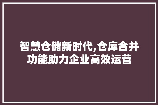 智慧仓储新时代,仓库合并功能助力企业高效运营