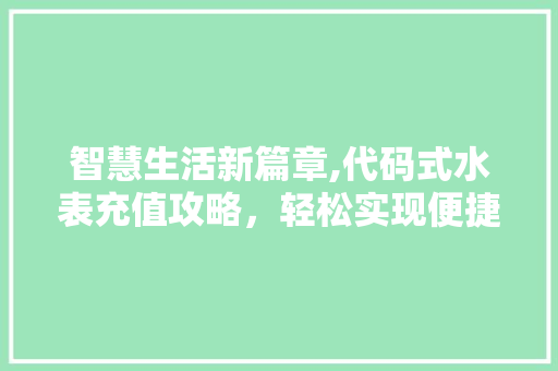 智慧生活新篇章,代码式水表充值攻略，轻松实现便捷缴费