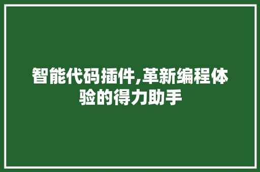 智能代码插件,革新编程体验的得力助手