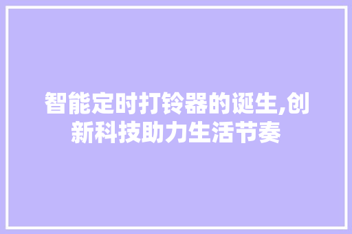 智能定时打铃器的诞生,创新科技助力生活节奏