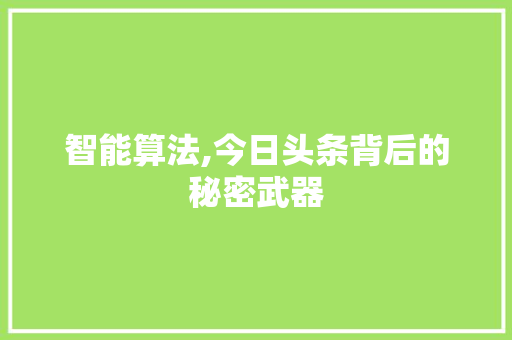 智能算法,今日头条背后的秘密武器