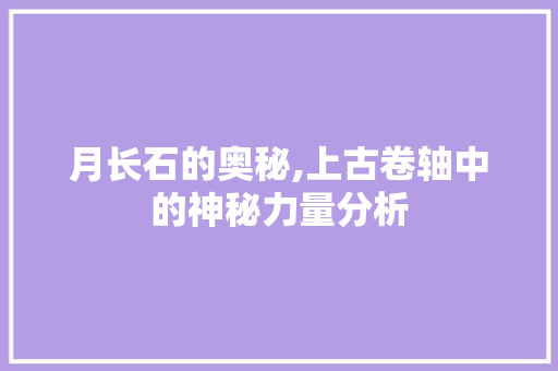 月长石的奥秘,上古卷轴中的神秘力量分析