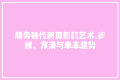 服务器代码更新的艺术,步骤、方法与未来趋势