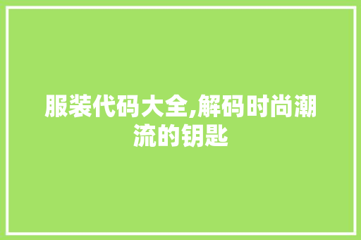 服装代码大全,解码时尚潮流的钥匙