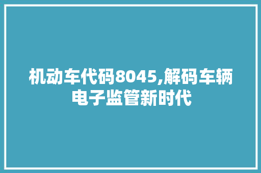 机动车代码8045,解码车辆电子监管新时代