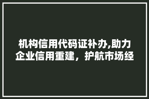 机构信用代码证补办,助力企业信用重建，护航市场经济健康发展