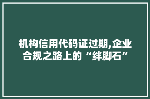 机构信用代码证过期,企业合规之路上的“绊脚石”