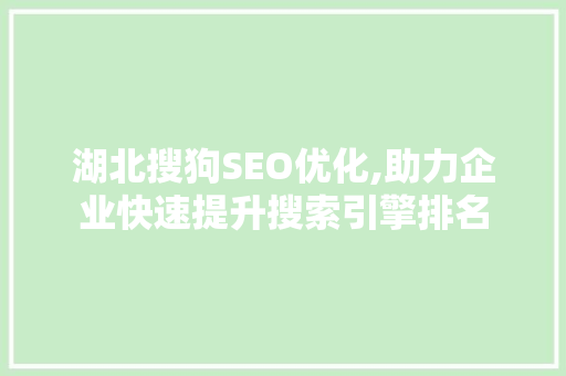 湖北搜狗SEO优化,助力企业快速提升搜索引擎排名