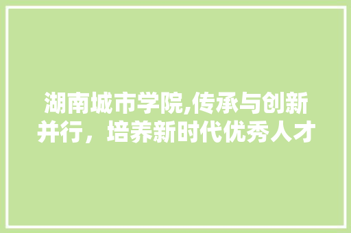 湖南城市学院,传承与创新并行，培养新时代优秀人才