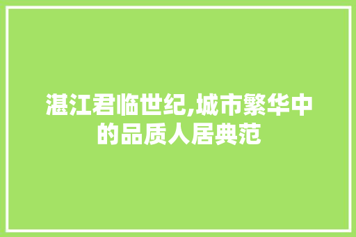 湛江君临世纪,城市繁华中的品质人居典范