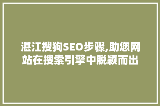 湛江搜狗SEO步骤,助您网站在搜索引擎中脱颖而出