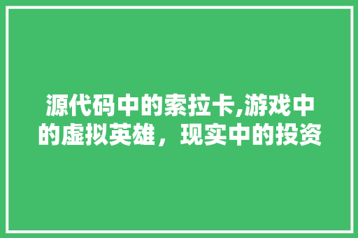 源代码中的索拉卡,游戏中的虚拟英雄，现实中的投资机遇