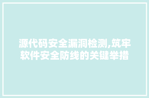 源代码安全漏洞检测,筑牢软件安全防线的关键举措