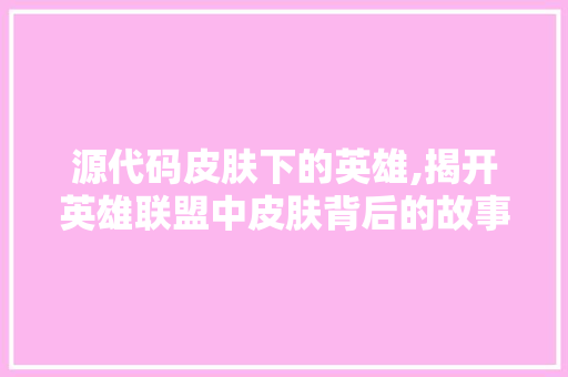 源代码皮肤下的英雄,揭开英雄联盟中皮肤背后的故事与设计理念