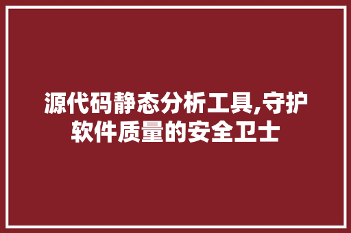 源代码静态分析工具,守护软件质量的安全卫士