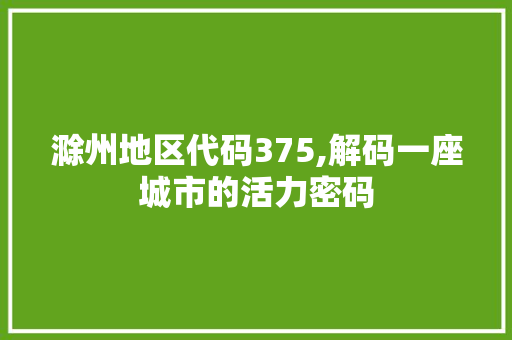 滁州地区代码375,解码一座城市的活力密码