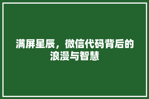 满屏星辰，微信代码背后的浪漫与智慧