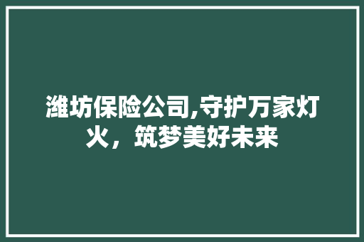 潍坊保险公司,守护万家灯火，筑梦美好未来