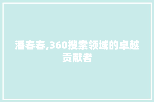 潘春春,360搜索领域的卓越贡献者