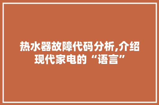 热水器故障代码分析,介绍现代家电的“语言”