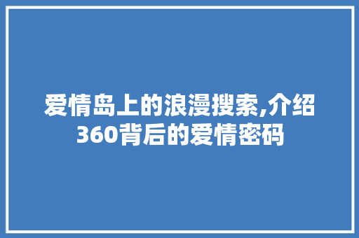 爱情岛上的浪漫搜索,介绍360背后的爱情密码