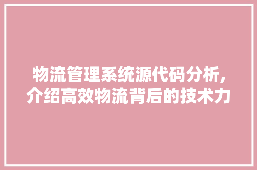 物流管理系统源代码分析,介绍高效物流背后的技术力量