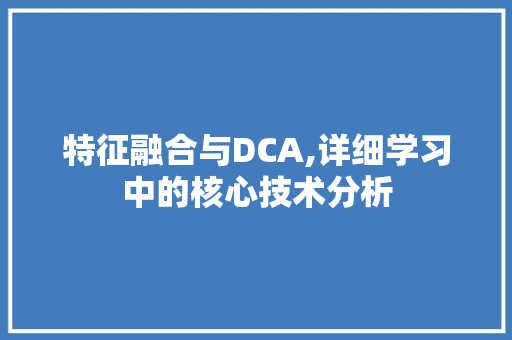 特征融合与DCA,详细学习中的核心技术分析