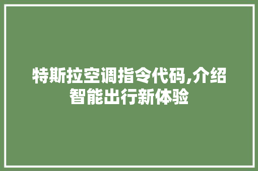 特斯拉空调指令代码,介绍智能出行新体验