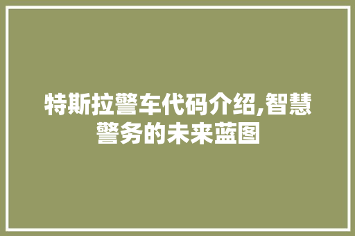 特斯拉警车代码介绍,智慧警务的未来蓝图