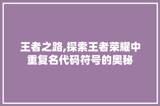 王者之路,探索王者荣耀中重复名代码符号的奥秘