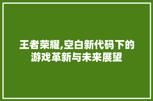 王者荣耀,空白新代码下的游戏革新与未来展望