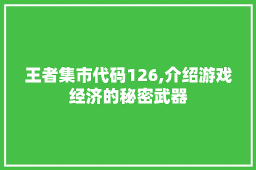 王者集市代码126,介绍游戏经济的秘密武器 CSS