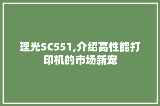 理光SC551,介绍高性能打印机的市场新宠