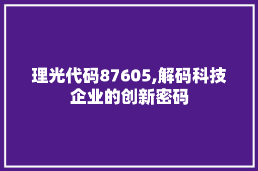 理光代码87605,解码科技企业的创新密码