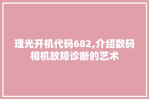 理光开机代码682,介绍数码相机故障诊断的艺术