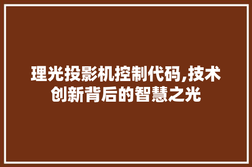 理光投影机控制代码,技术创新背后的智慧之光