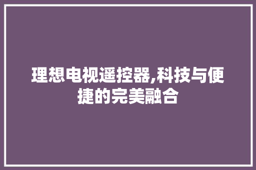 理想电视遥控器,科技与便捷的完美融合