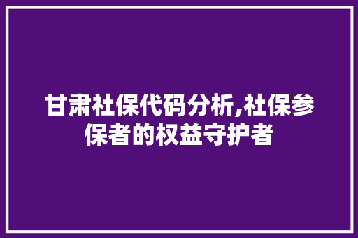 甘肃社保代码分析,社保参保者的权益守护者