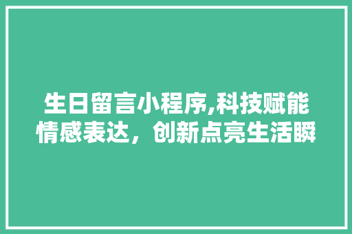 生日留言小程序,科技赋能情感表达，创新点亮生活瞬间