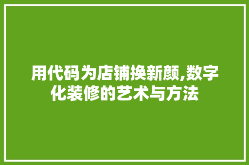 用代码为店铺换新颜,数字化装修的艺术与方法