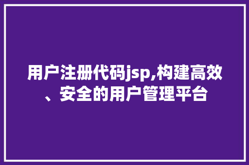 用户注册代码jsp,构建高效、安全的用户管理平台