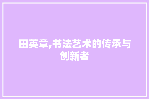 田英章,书法艺术的传承与创新者