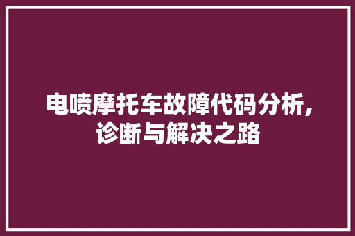 电喷摩托车故障代码分析,诊断与解决之路