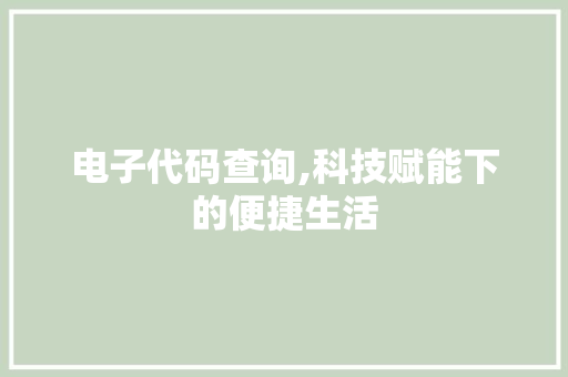 电子代码查询,科技赋能下的便捷生活