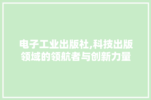 电子工业出版社,科技出版领域的领航者与创新力量