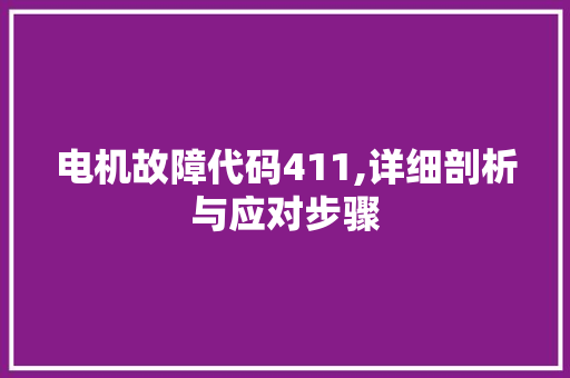 电机故障代码411,详细剖析与应对步骤