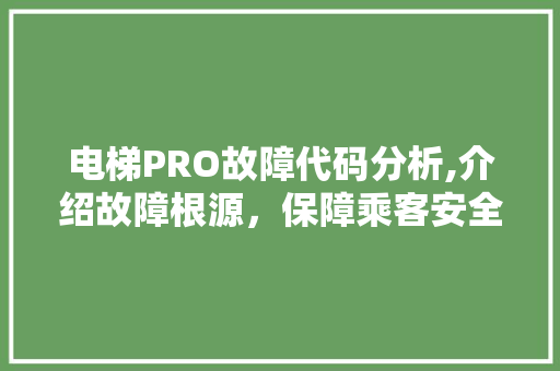 电梯PRO故障代码分析,介绍故障根源，保障乘客安全出行