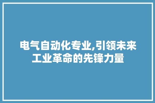 电气自动化专业,引领未来工业革命的先锋力量